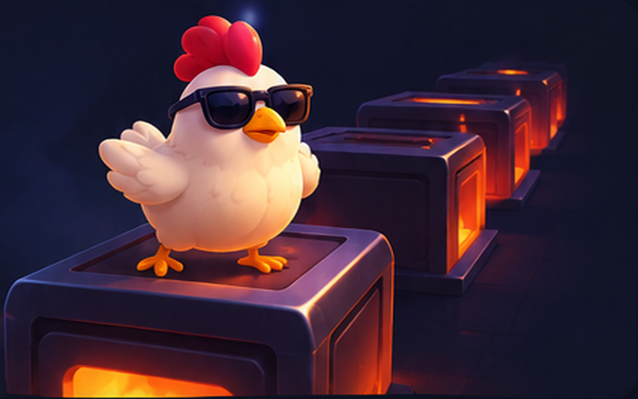 Chicken Road character navigating a sequence of glowing ovens